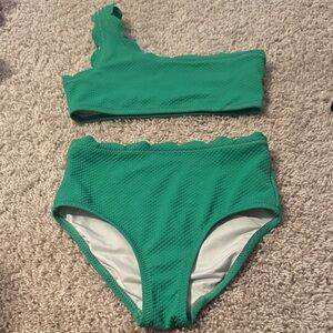 Green One-Shoulder Bikini Set